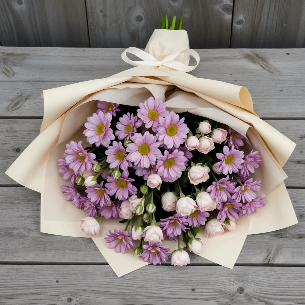 Букет цветов из: Розы и Хризантемы в Подгорной Ставропольского края