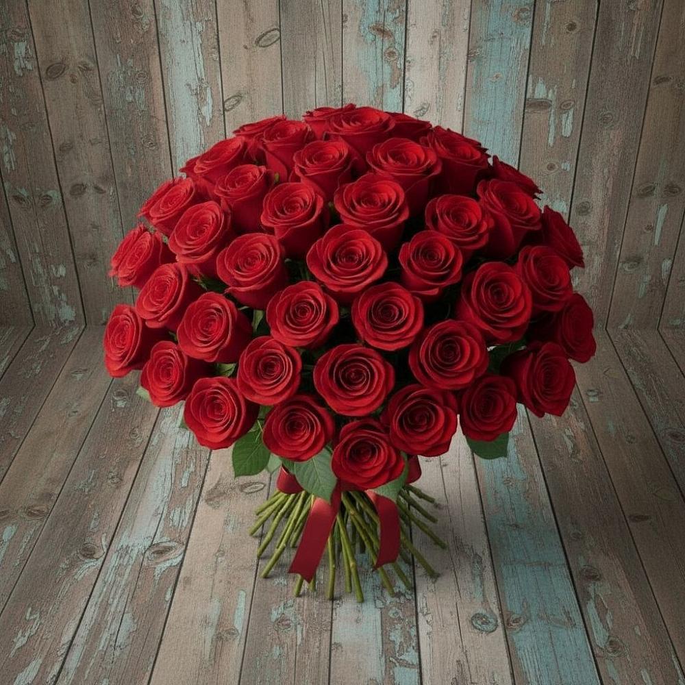 Букет 55 Красных роз Фридом в Подгорной Ставропольского края