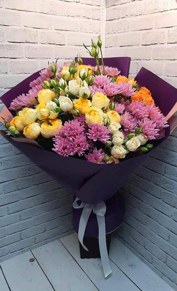 Букет цветов из: Хризантемы и Розы в Подгорной Ставропольского края