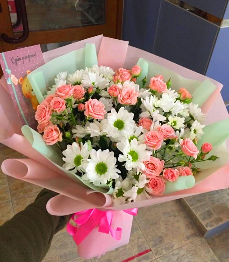 Букет цветов из: Розы и Хризантемы в Подгорной Ставропольского края