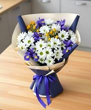 Букет цветов из:  Розы, Ирисы и Хризантемы #REPLACE_PRED# Подгорной Ставропольского края