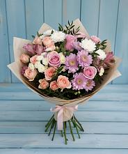 Букет цветов из:  Хризантемы, Розы и Альстромерии в Подгорной Ставропольского края