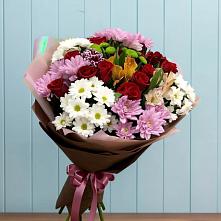 Букет цветов из:  Розы, Хризантемы и Альстромерии в Подгорной Ставропольского края