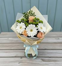 Букет цветов из:  Герберы, Розы и Хризантемы в Подгорной Ставропольского края
