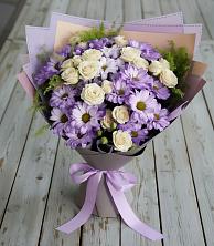 Букет цветов из:  Хризантемы и Розы в Подгорной Ставропольского края